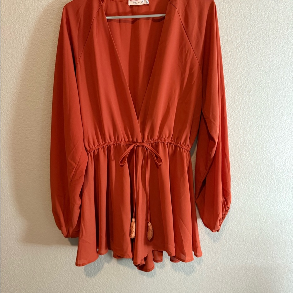 Rust Orange Long Sleeve Romper